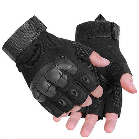 Tactical Fingerless Gloves (Black) - The Great Outdoors Warehouse