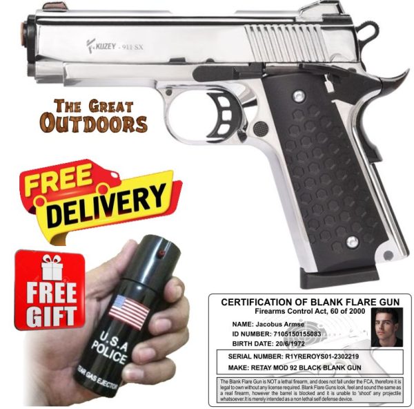 Kuzey 911 SX Silver Compact Blank Pepper Gun